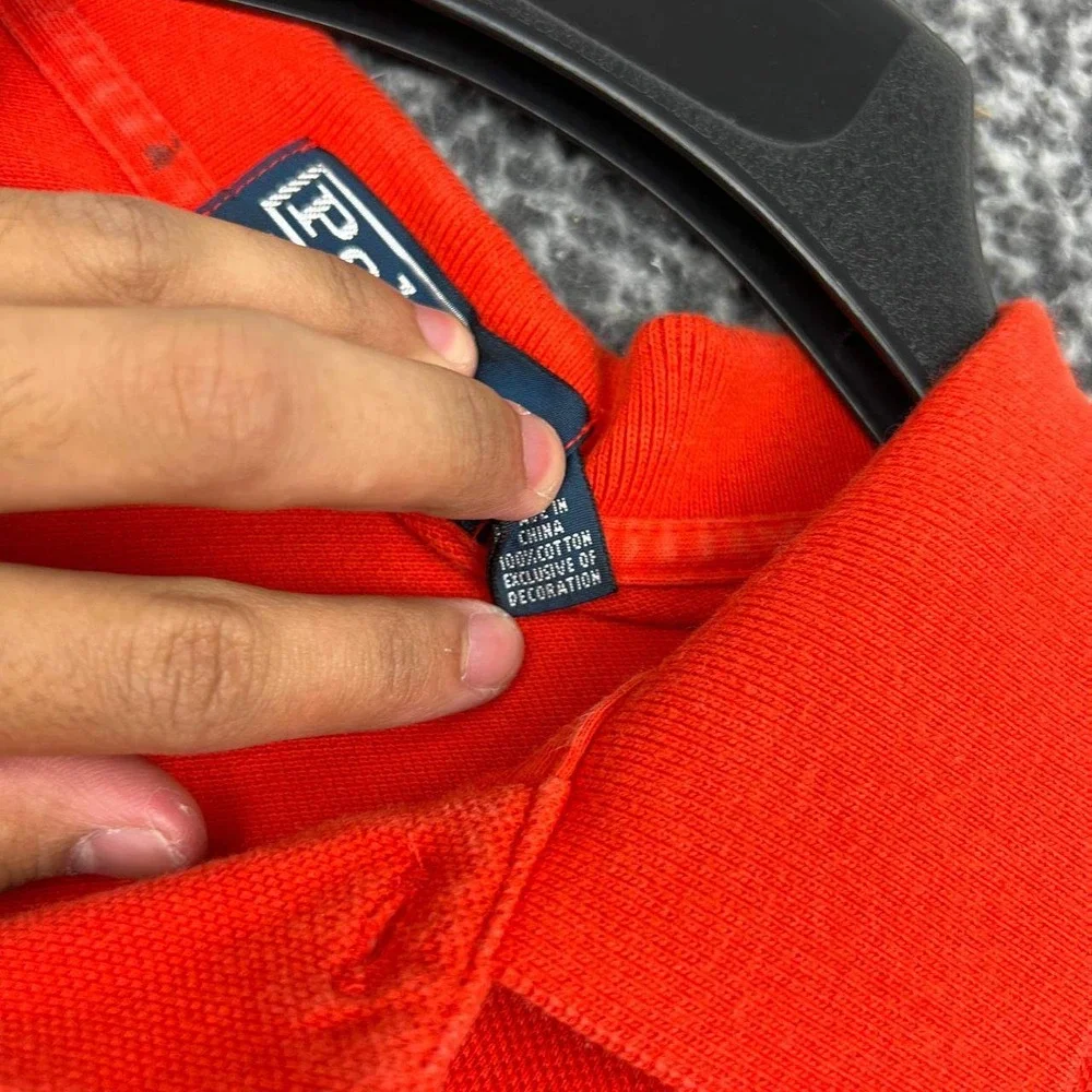 Polo Ralph Lauren Polo Shirt Men Large Red Long Sleeve Custom Fit Cotton L